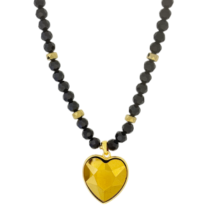 Gold Heart Necklace – Gold / Black