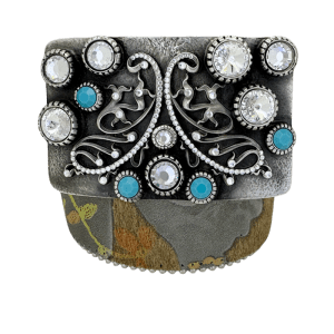 Butterfly Mosaic Turquoise / Grey Floral - Silver