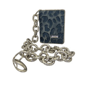 Chain Wallet  – Navy Blue Cheetah