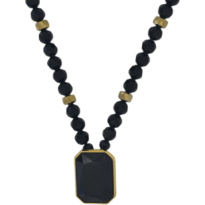 Emerald Cut Necklace / Jet - Gold