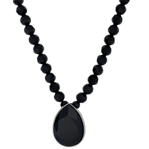 Teardrop Crystal/ Jet - Silver