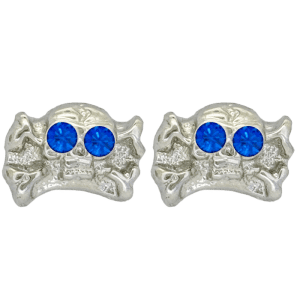 Skull Earrings - Silver/Sapphire