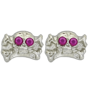 Skull Earrings - Silver/Fuchsia