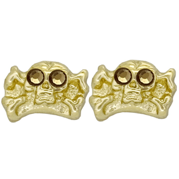 Skull Earrings - Gold/Sm.Topaz