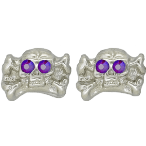 Skull Earrings - Silver/Lt.Siam Shimmer