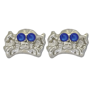 Skull Earrings - Silver/Capri Blue