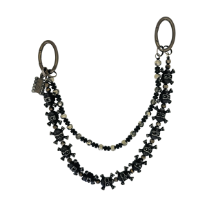 Pants Chain – Black Skulls Silver Beads