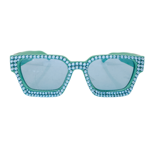 BB Square Crystal Sunglasses - Mint / Aquamarine