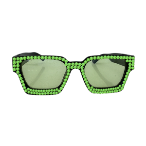 BB Square Crystal Sunglasses - Black / Peridot