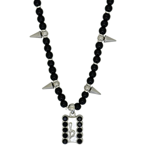 Silver Spikes – Black Onyx Beads / Jet