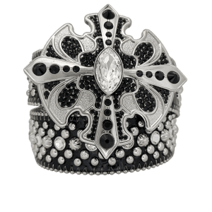 Cross Patonce Trojan / Shiny Black Embossed - Jet/ Silver