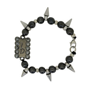 Bracelet Silver Spikes – Jet Hematite / Silver