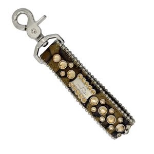 Keychain -Crystal ‘b’ Logo/ Brown Panther / Silver