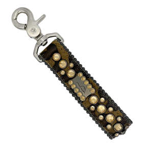 Keychain -Crystal ‘b’ Logo/ Brown Panther / Black