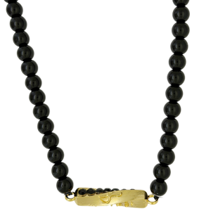 Round Jet / Twisted Cuboid Shape / Gold